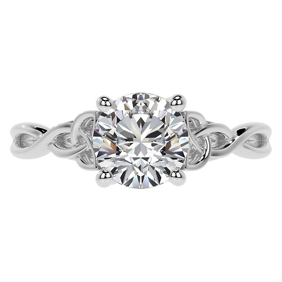 Round Celtic Knot Moissanite Infinity Style Engagement Ring