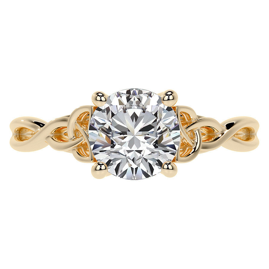 Round Celtic Knot Moissanite Infinity Style Engagement Ring