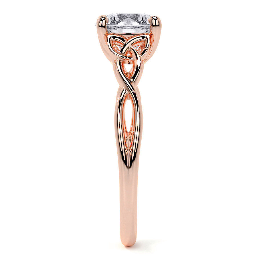 Round Celtic Knot Moissanite Infinity Style Engagement Ring