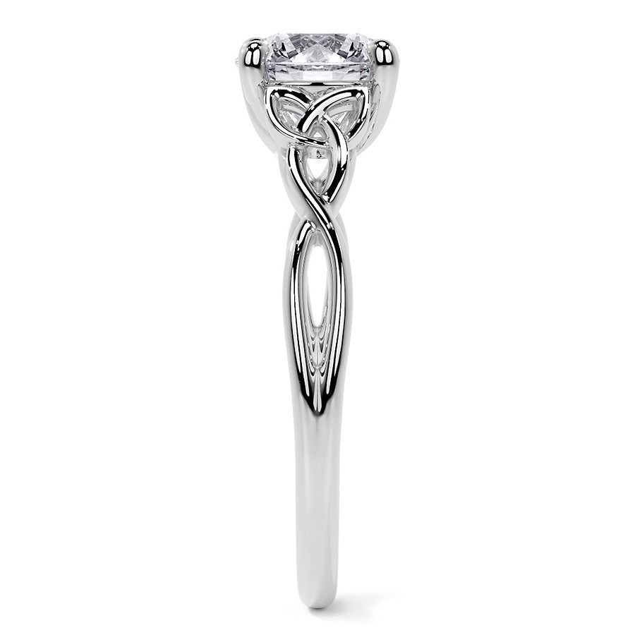 Round Celtic Knot Moissanite Infinity Style Engagement Ring