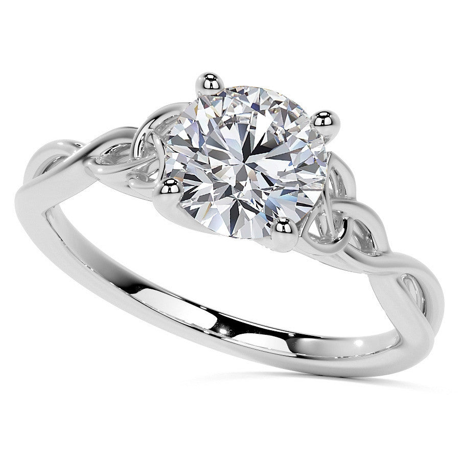 Round Celtic Knot Moissanite Infinity Style Engagement Ring