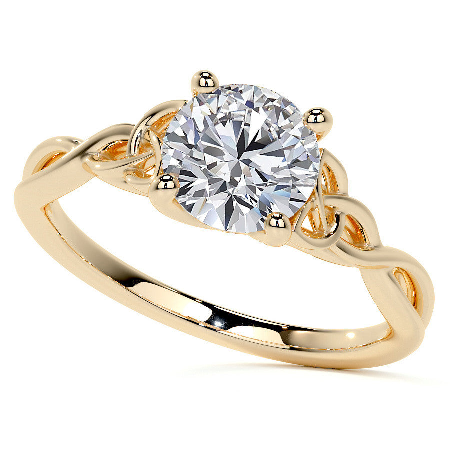 Round Celtic Knot Moissanite Infinity Style Engagement Ring