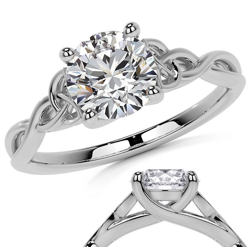 Round Celtic Knot Moissanite Infinity Style Engagement Ring
