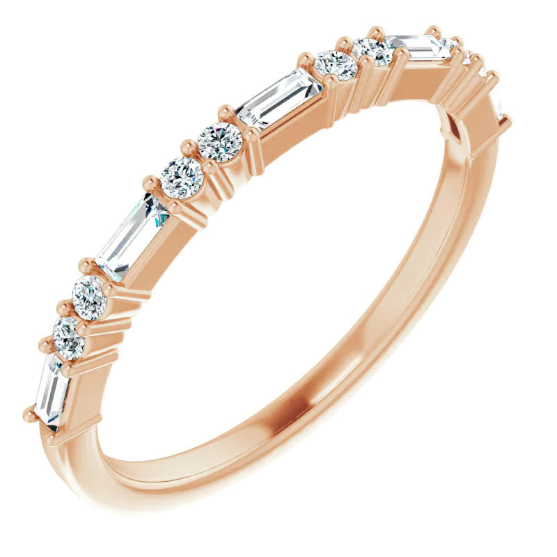 Round and Baguette Moissanite Stackable Band