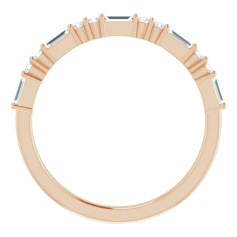 Round and Baguette Moissanite Stackable Band