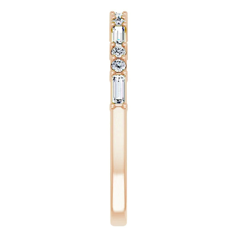 Round and Baguette Moissanite Stackable Band