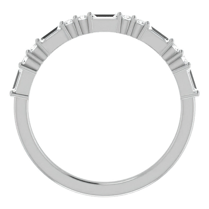 Round and Baguette Moissanite Stackable Band
