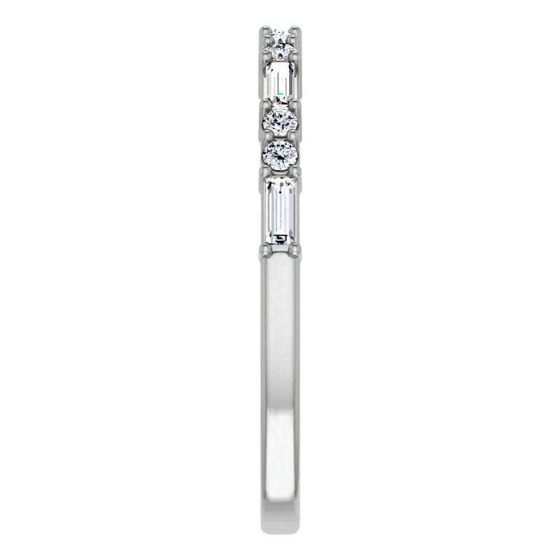 Round and Baguette Moissanite Stackable Band