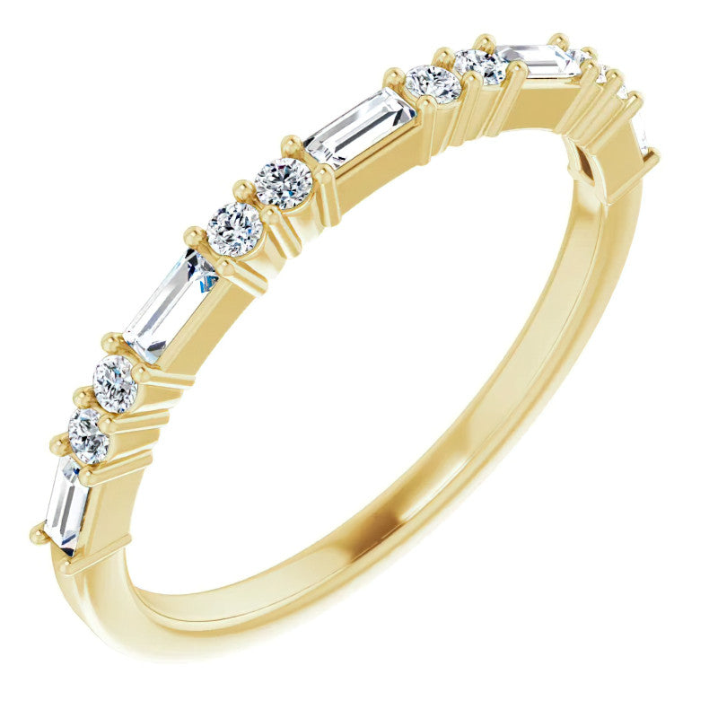Round and Baguette Moissanite Stackable Band