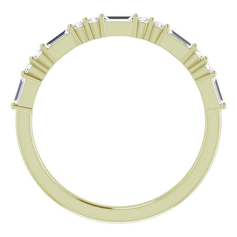 Round and Baguette Moissanite Stackable Band