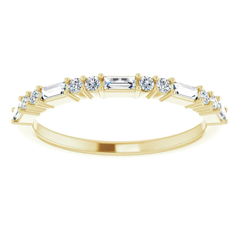 Round and Baguette Moissanite Stackable Band