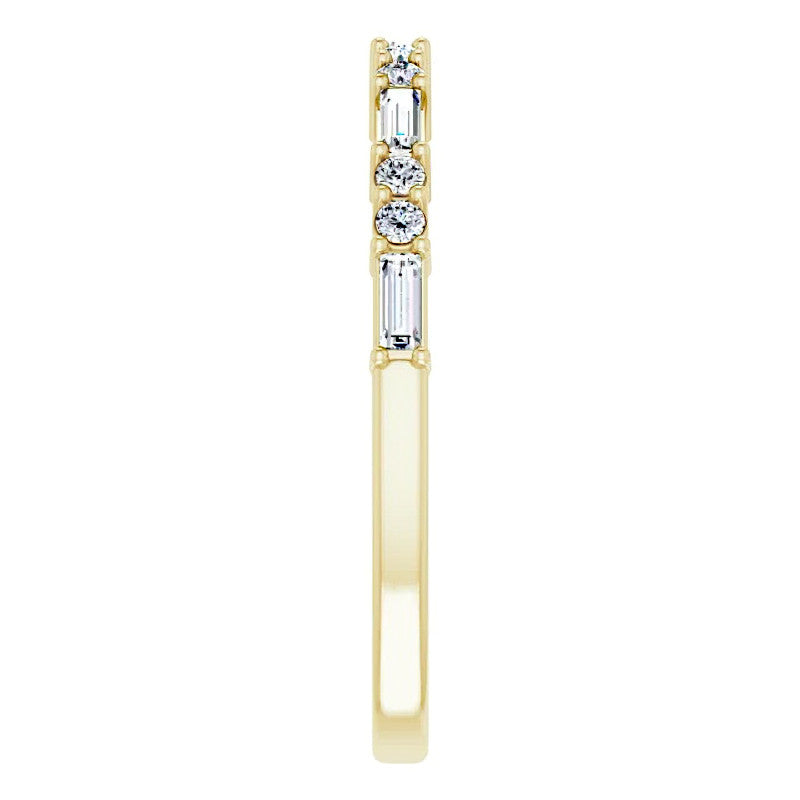 Round and Baguette Moissanite Stackable Band
