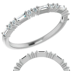 Round and Baguette Moissanite Stackable Band