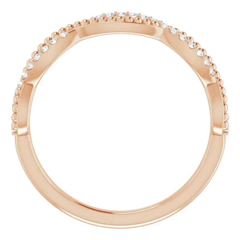 Stackable Infinity Style Beaded Wedding Band 0.16ct