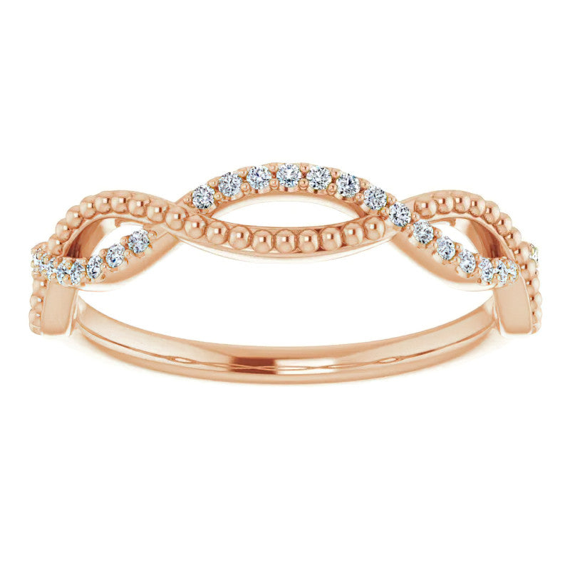 Stackable Infinity Style Beaded Wedding Band 0.16ct