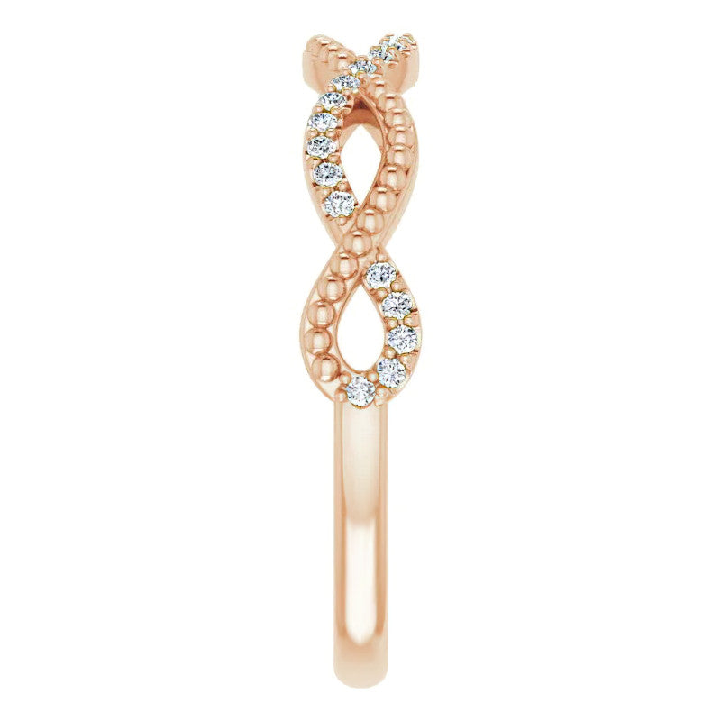 Stackable Infinity Style Beaded Wedding Band 0.16ct