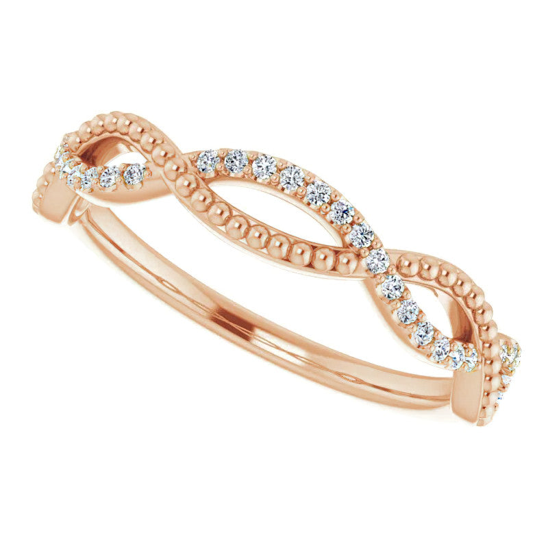 Stackable Infinity Style Beaded Wedding Band 0.16ct