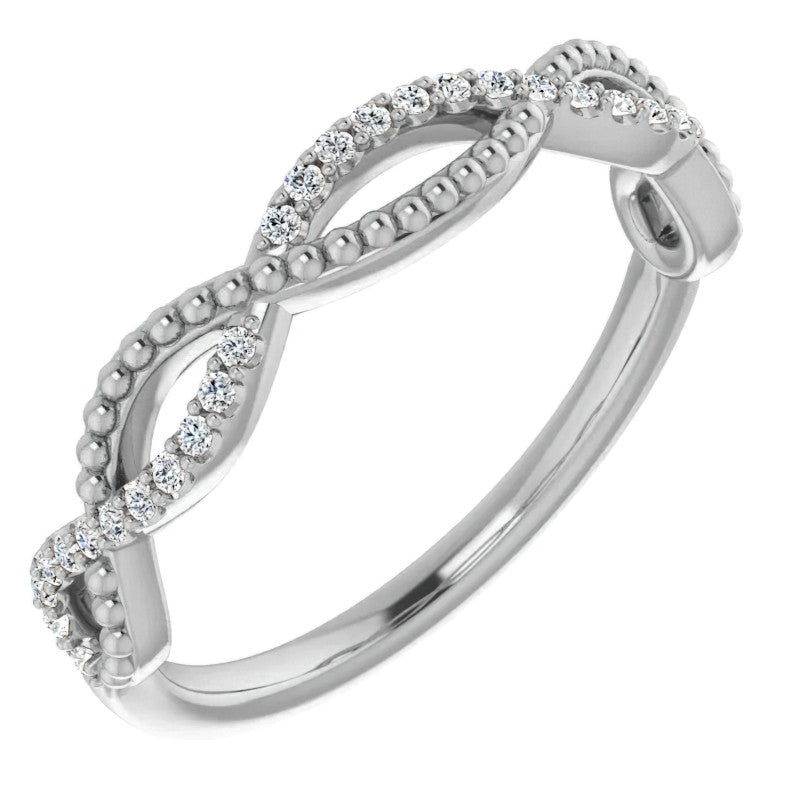 Stackable Infinity Style Beaded Wedding Band 0.16ct