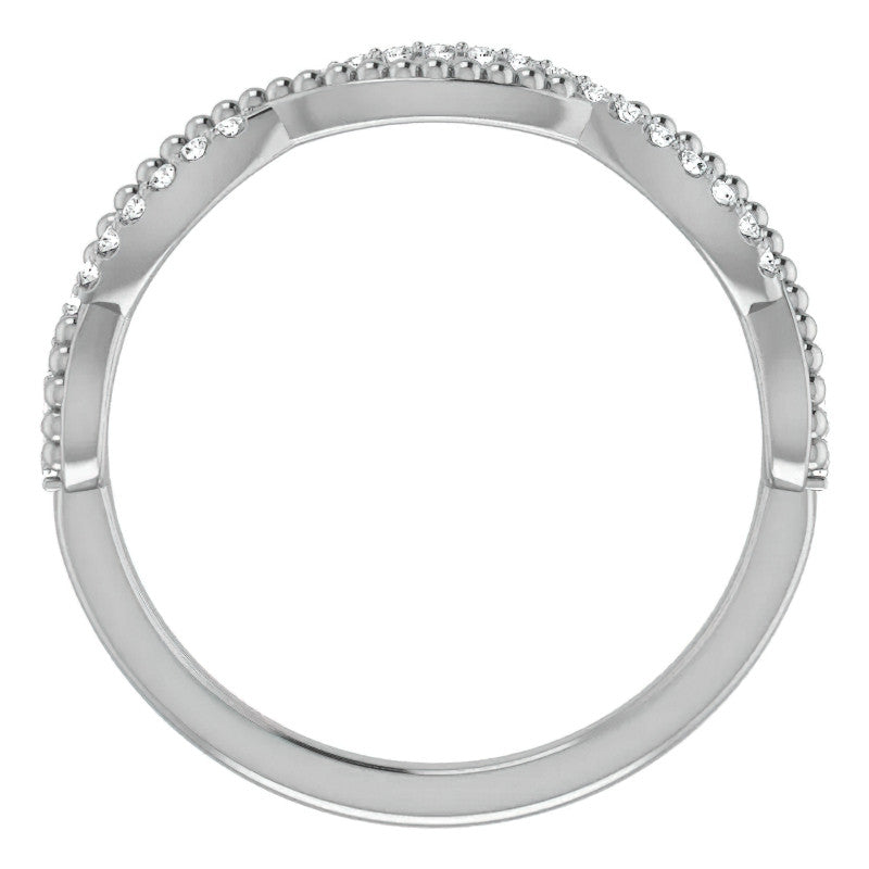 Stackable Infinity Style Beaded Wedding Band 0.16ct
