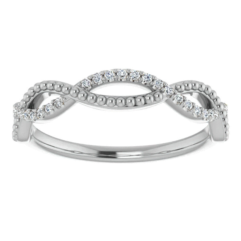 Stackable Infinity Style Beaded Wedding Band 0.16ct