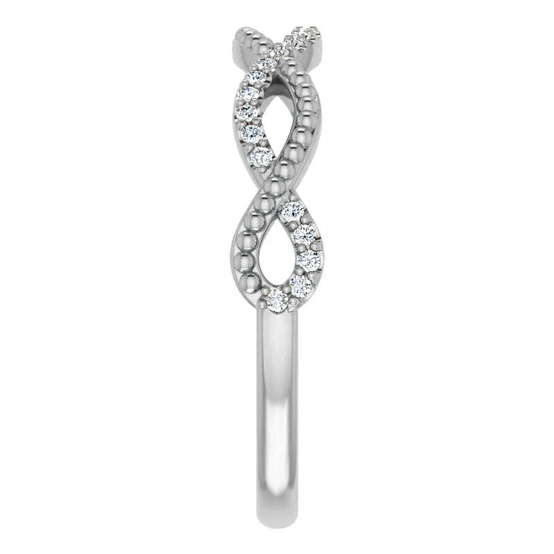 Stackable Infinity Style Beaded Wedding Band 0.16ct