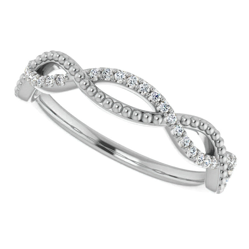 Stackable Infinity Style Beaded Wedding Band 0.16ct