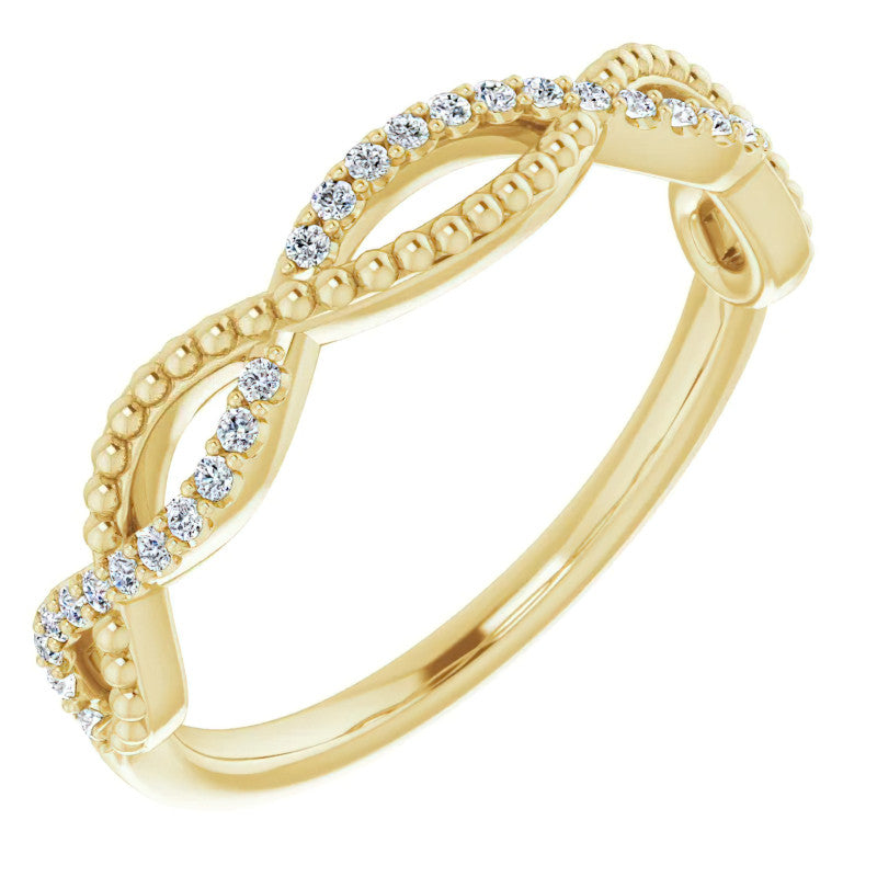 Stackable Infinity Style Beaded Wedding Band 0.16ct