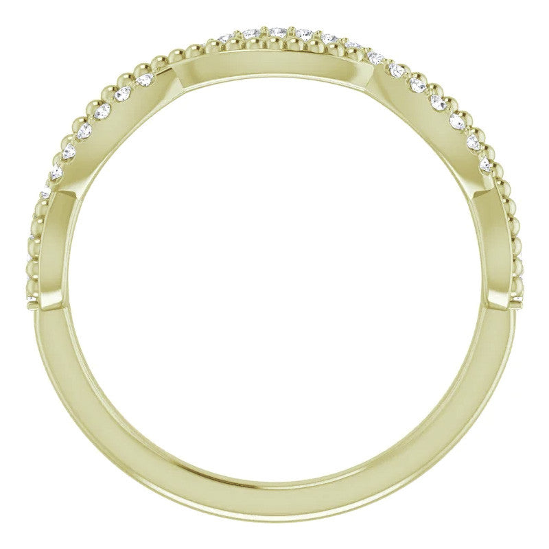 Stackable Infinity Style Beaded Wedding Band 0.16ct