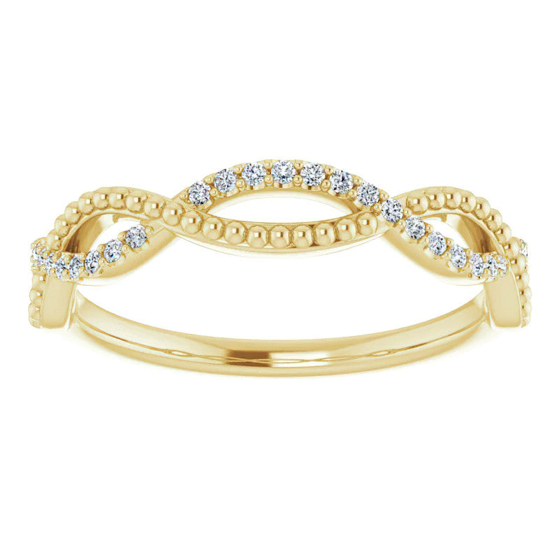 Stackable Infinity Style Beaded Wedding Band 0.16ct