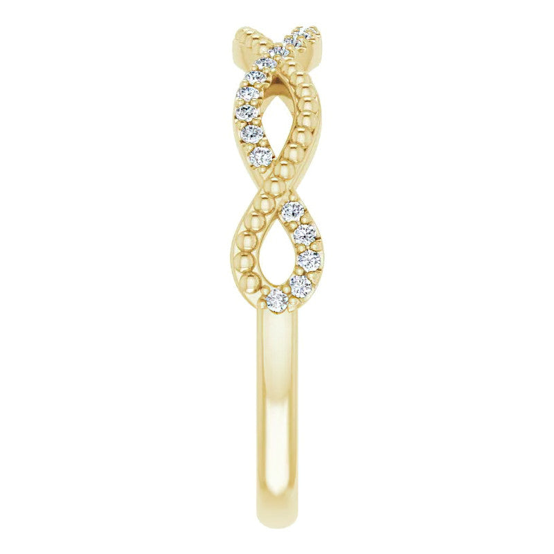 Stackable Infinity Style Beaded Wedding Band 0.16ct
