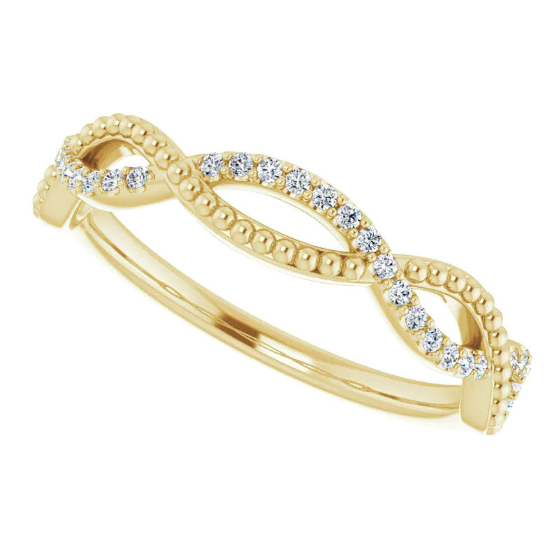 Stackable Infinity Style Beaded Wedding Band 0.16ct