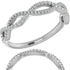 Stackable Infinity Style Beaded Wedding Band 0.16ct