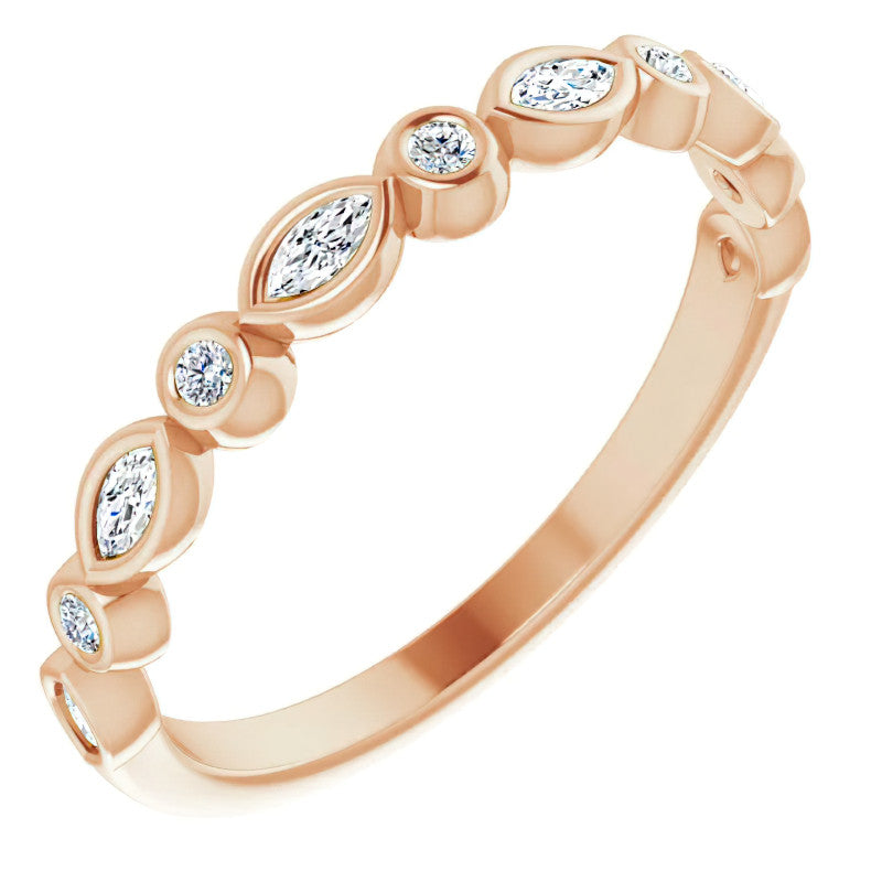 Stackable Round Marquise Moissanite Wedding Band 0.25ct