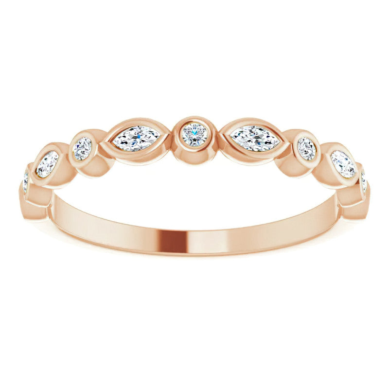 Stackable Round Marquise Moissanite Wedding Band 0.25ct