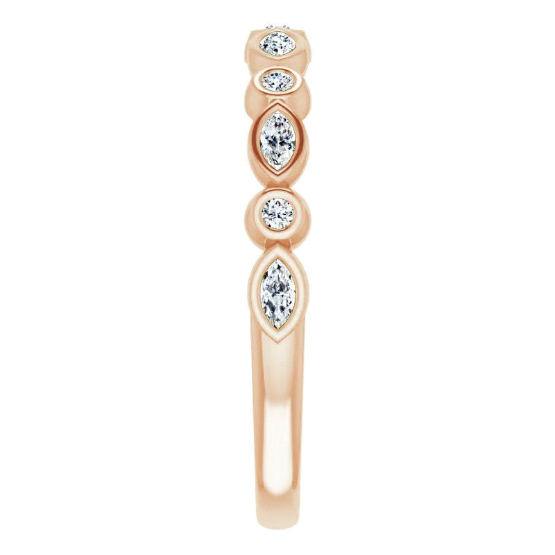 Stackable Round Marquise Moissanite Wedding Band 0.25ct