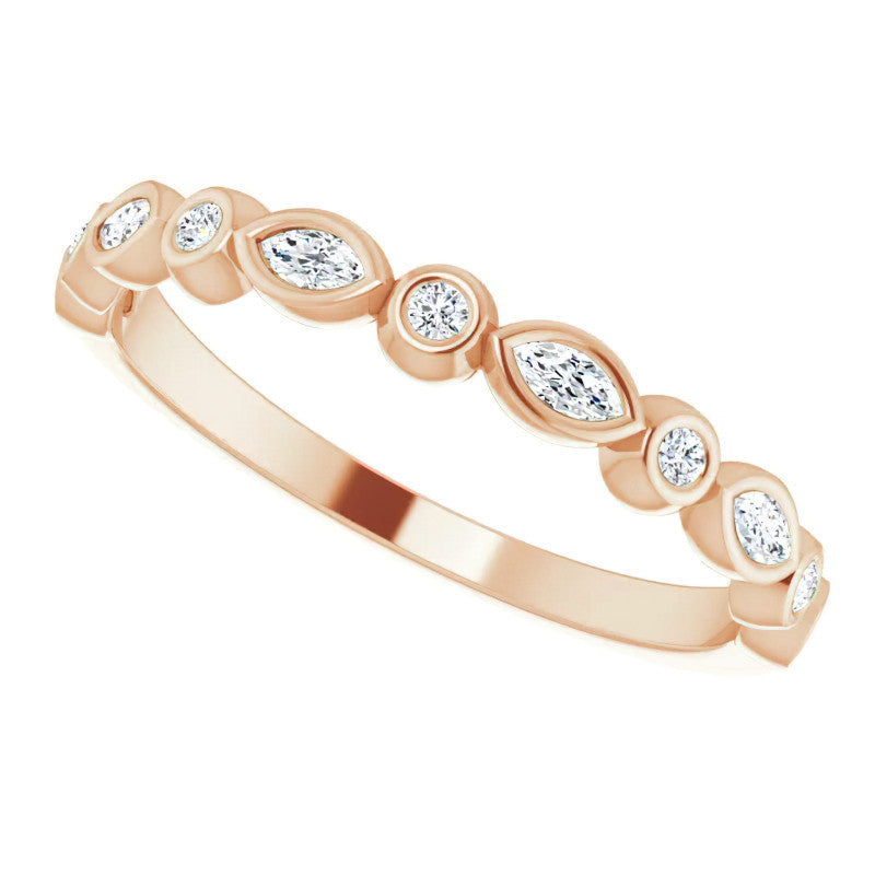 Stackable Round Marquise Moissanite Wedding Band 0.25ct