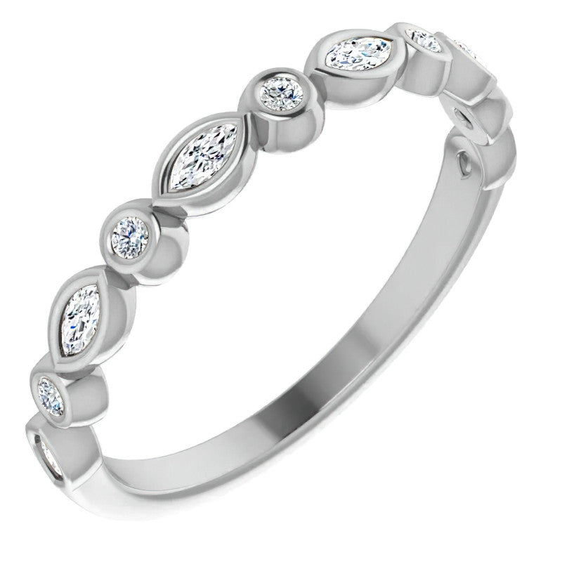Stackable Round Marquise Moissanite Wedding Band 0.25ct