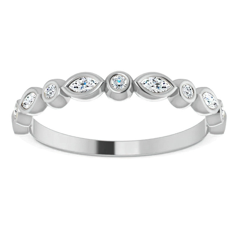 Stackable Round Marquise Moissanite Wedding Band 0.25ct