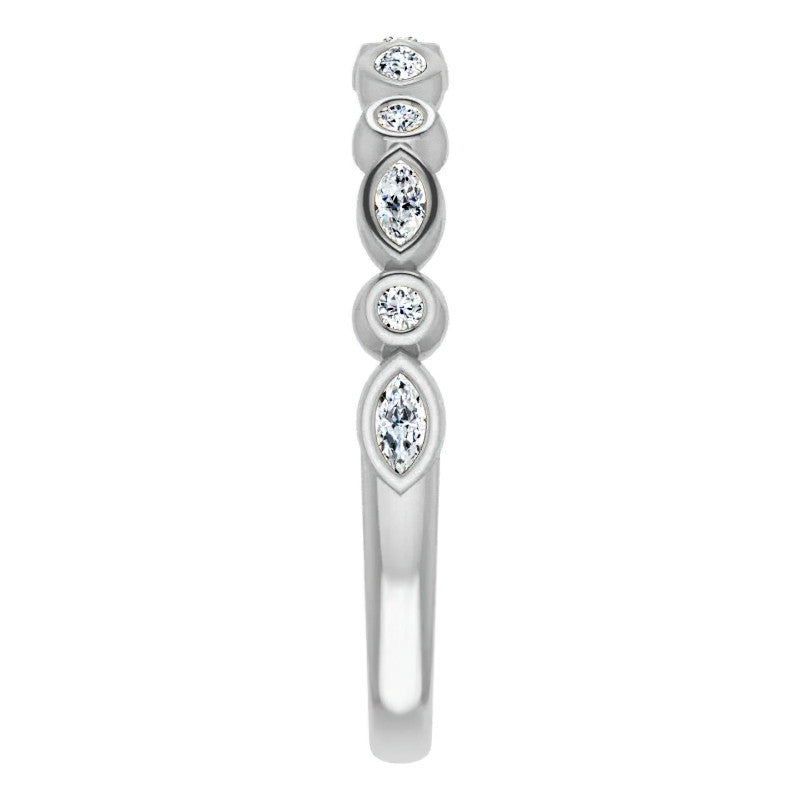 Stackable Round Marquise Moissanite Wedding Band 0.25ct