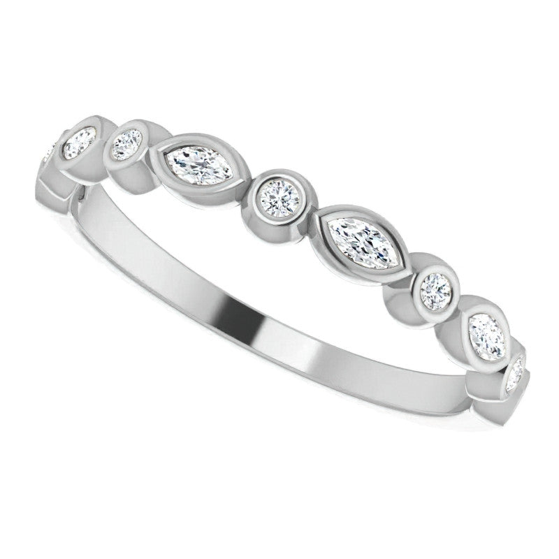 Stackable Round Marquise Moissanite Wedding Band 0.25ct