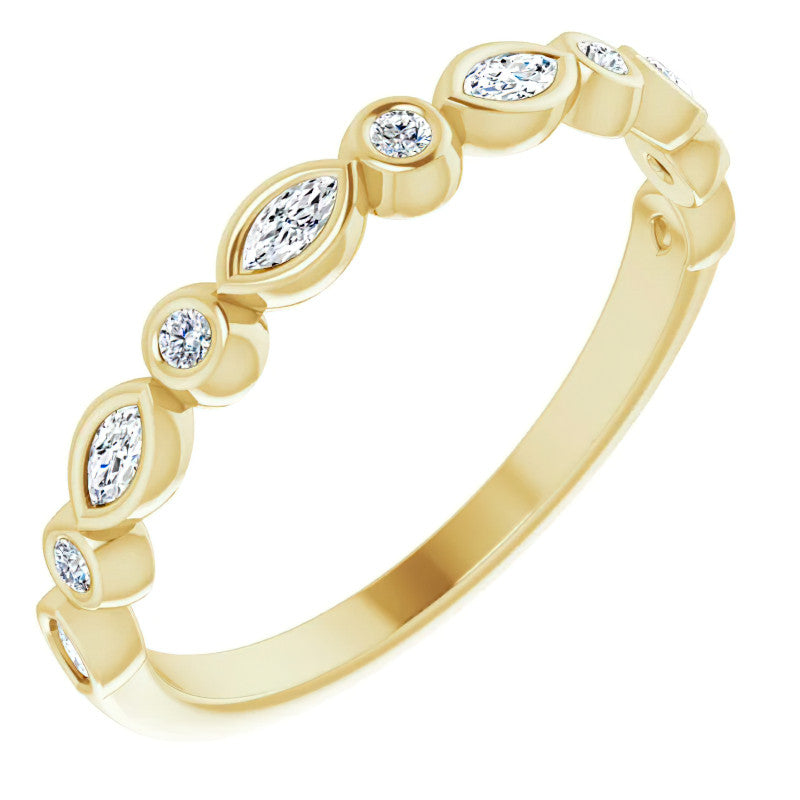Stackable Round Marquise Moissanite Wedding Band 0.25ct