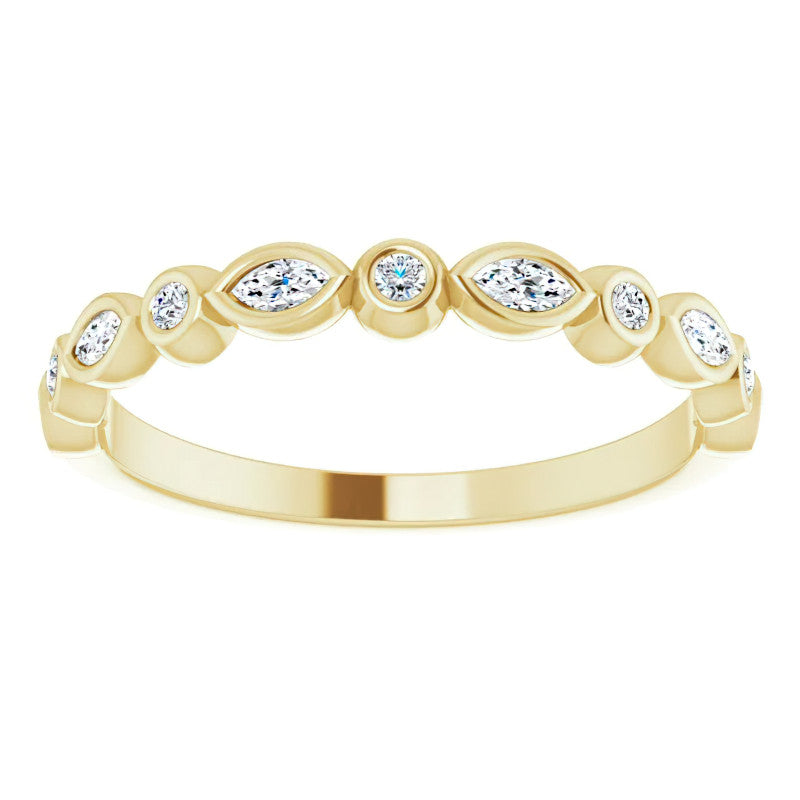 Stackable Round Marquise Moissanite Wedding Band 0.25ct