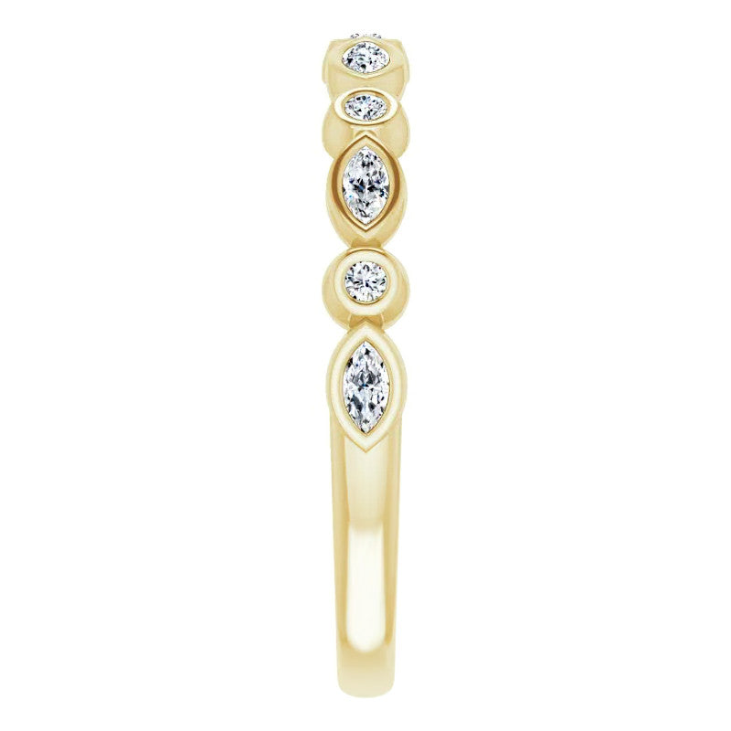 Stackable Round Marquise Moissanite Wedding Band 0.25ct