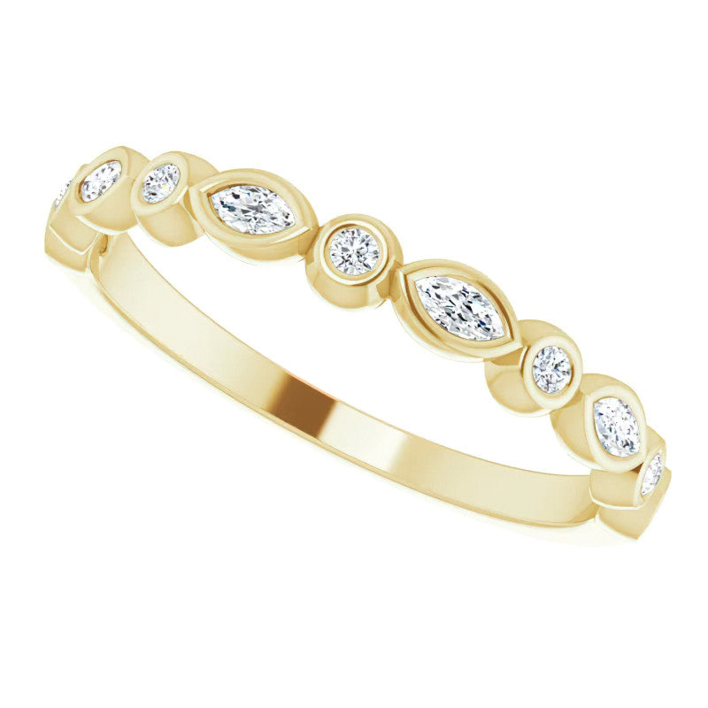 Stackable Round Marquise Moissanite Wedding Band 0.25ct