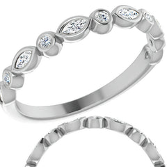 Stackable Round Marquise Moissanite Wedding Band 0.25ct