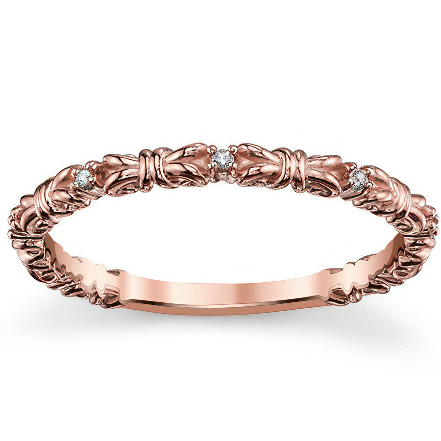 Stackable Ribbon Moissanite Wedding Band