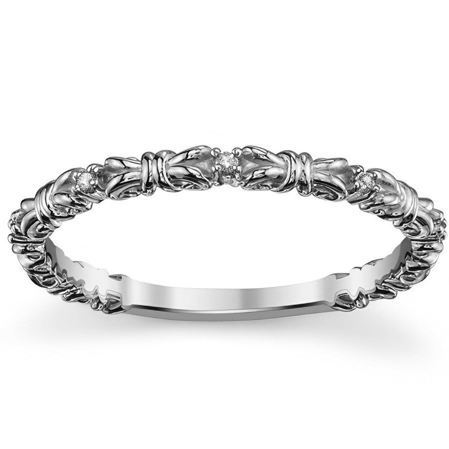 Stackable Ribbon Moissanite Wedding Band