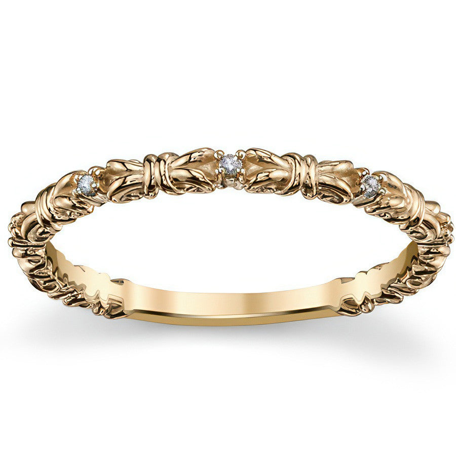Stackable Ribbon Moissanite Wedding Band