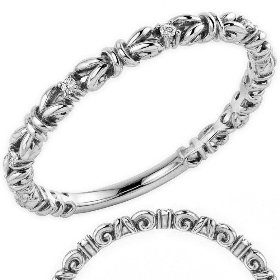 Stackable Ribbon Moissanite Wedding Band