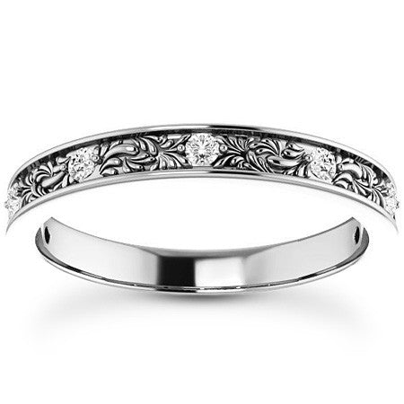 Floral Moissanite Stackable Band